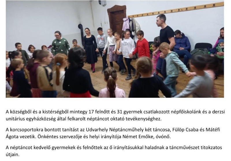 Néptáncoktatás. Népfőiskolai tevékenység.
