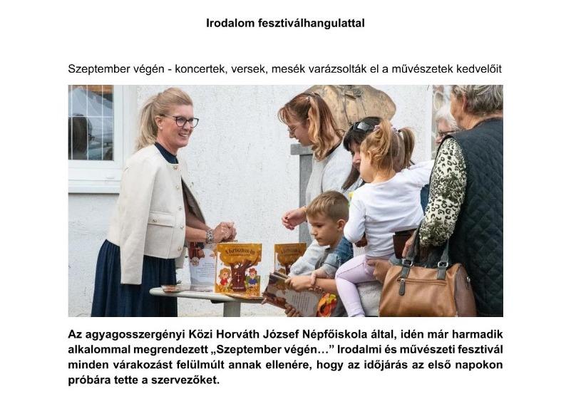 A megyei napilap beszámolója a "Szeptember végén..." Irodalmi és művészeti fesztiválról