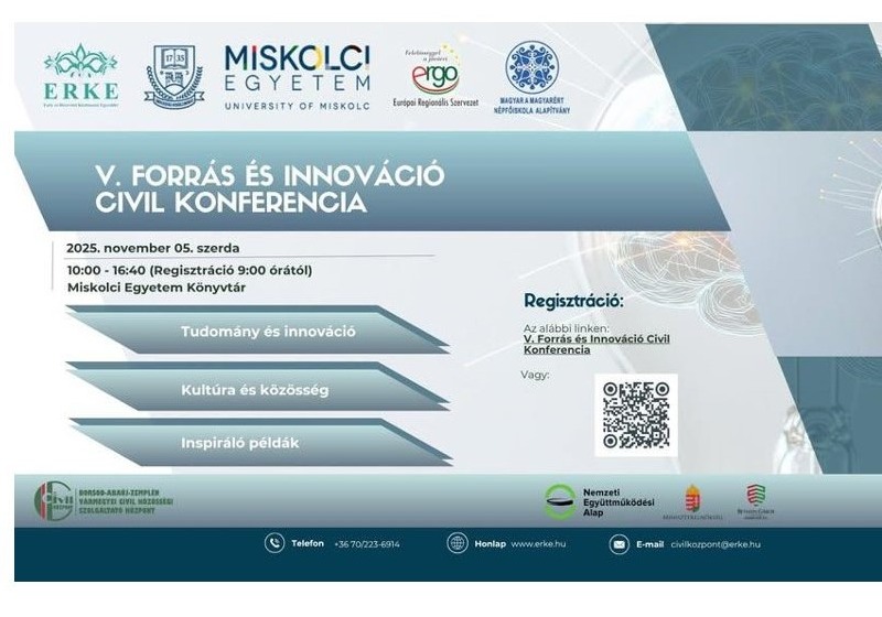Meghívó az V. Forrás és Innováció Civil Konferenciára, Miskolc