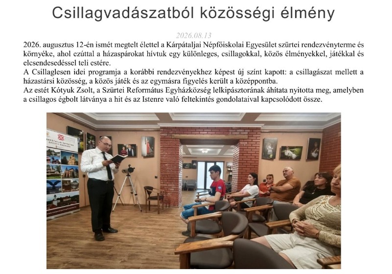 Csillagvadászatból közösségi élmény