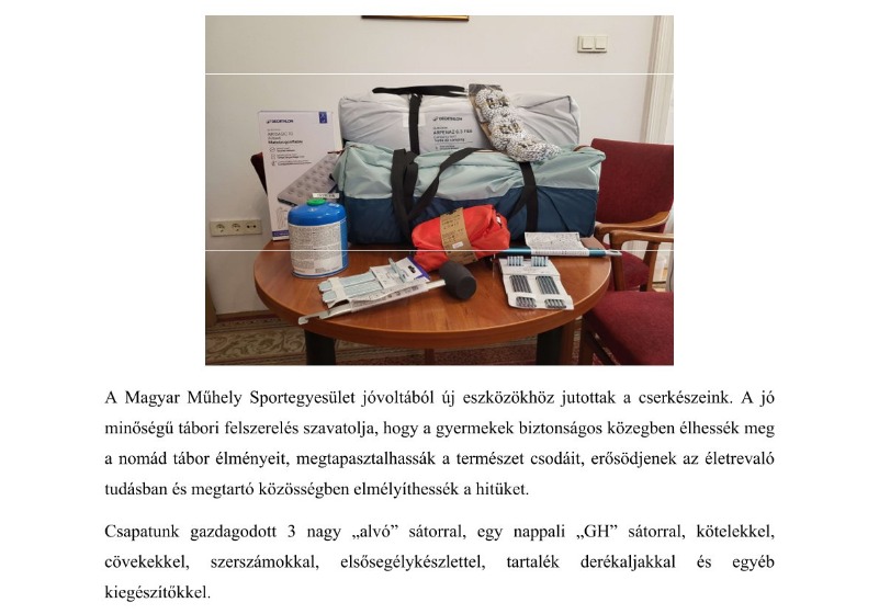 Új felszerelések gazdagítják cserkészeink eszköztárát
