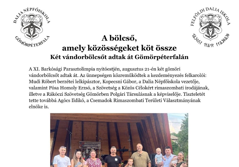 A bölcső,  amely közösségeket köt össze