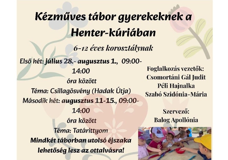 Kézműves táborok a Henter-kúriában